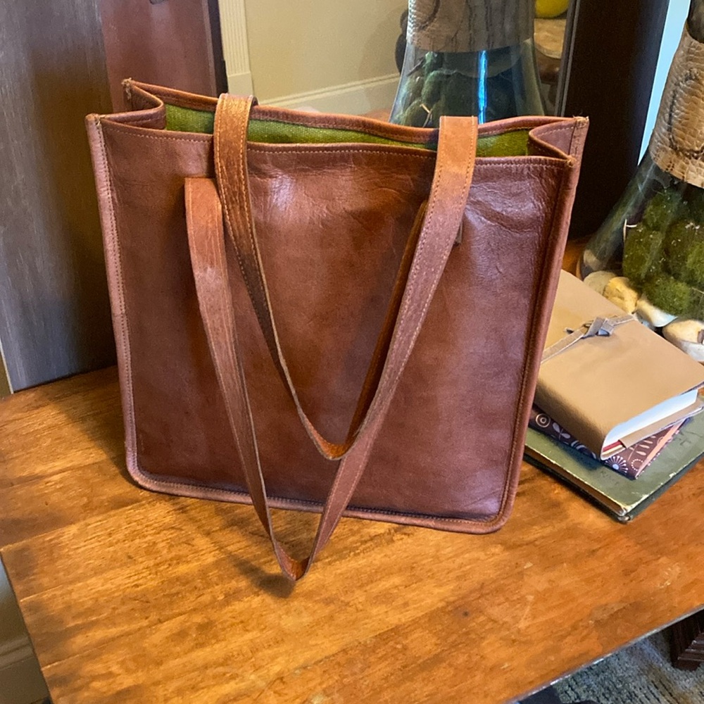 Tall leather tote- never used - like new 13 1/2” by 13 1/2”